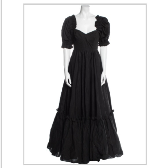 Selkie Dresses & Skirts - SELKIE Elegant Black Dress with Puff Sleeves
